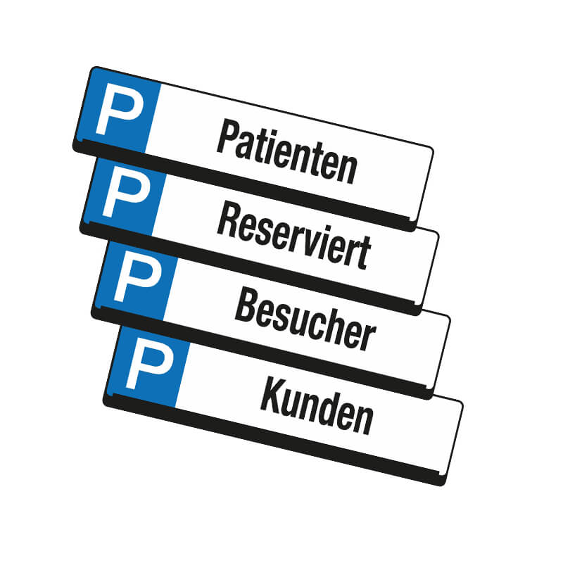 Parkplatzbeschilderungen, Reservierungsschilder, Parkplatzschilder, Hinweisschilder
