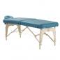 Preview: TEQLER Interior Massageliege Buchenholz hell Kunstlederbezug petrol