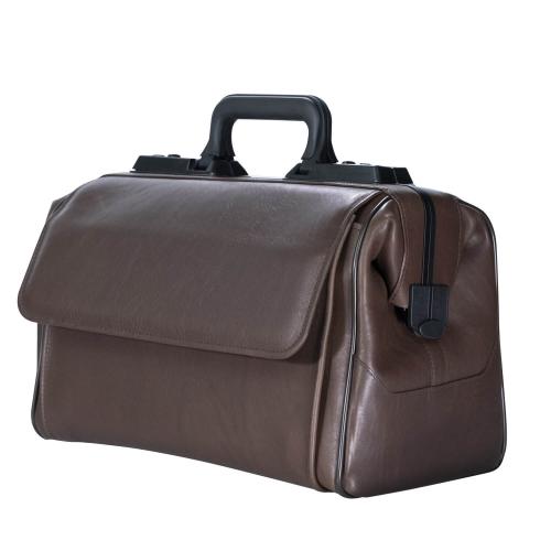 DÜRASOL | Arzttasche RUSTICANA Cross 2 Vortaschen Feinrindleder dunkelbraun (8041)
