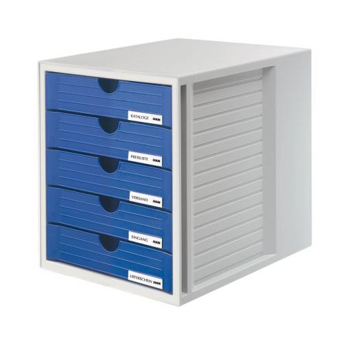 HAN Schubladenbox Systembox (lichtgrau / blau)