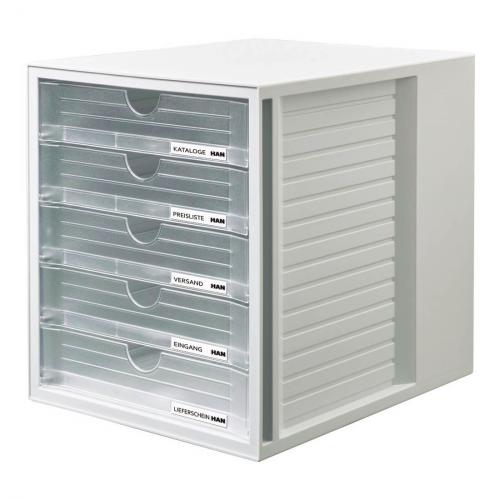 HAN Schubladenbox Systembox (lichtgrau / transluzent-klar)