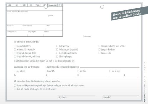 Einverständniserklärung zum Gesundheitsservice