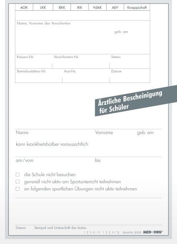 MED+ORG | Bescheinigung für Schüler