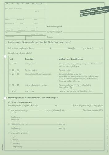 Auswertungsergebnisse der Ernährungs- und Gewichtsanalyse