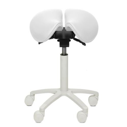 TEQLER Sattelhocker geteilte Sitzfläche 54cm - 74cm (weiß)