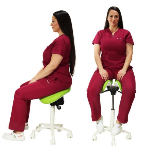 TEQLER | Sattelhocker geteilte Sitzfläche weiß (T145214)