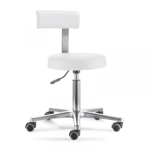 TEQLER Drehhocker Rückenlehne 48cm - 65cm (weiß)