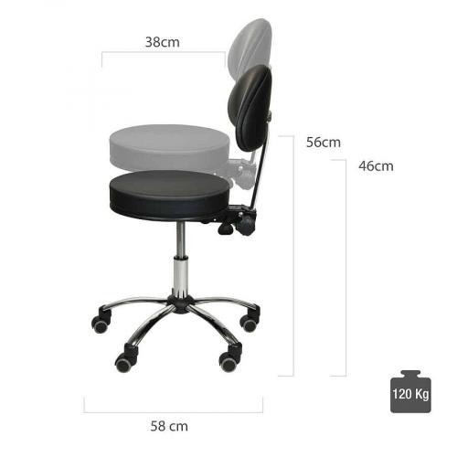 TEQLER | Rollhocker mit Rückenlehne grau (T145218)