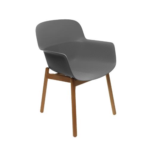 TEQLER | Besucherstuhl mit Armlehne grau (T145817)
