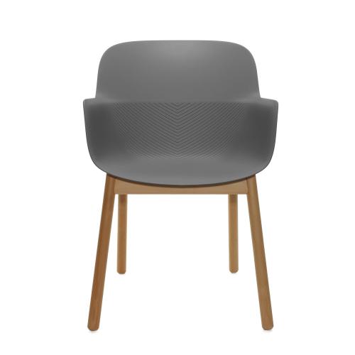 TEQLER | Besucherstuhl mit Armlehne grau (T145817)