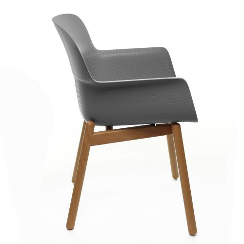 TEQLER | Besucherstuhl mit Armlehne grau (T145817)
