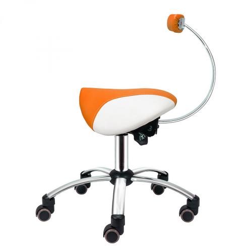 TEQLER Sattelhocker abnehmbare Lehne 46cm - 56cm (orange-weiss)