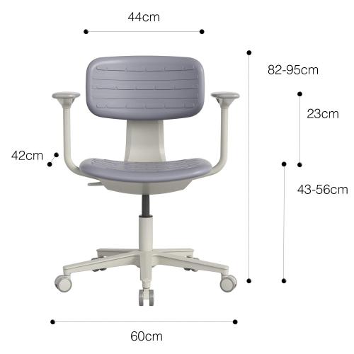 TEQLER | Laborstuhl NAPLES mit Armlehne grau (T170721)