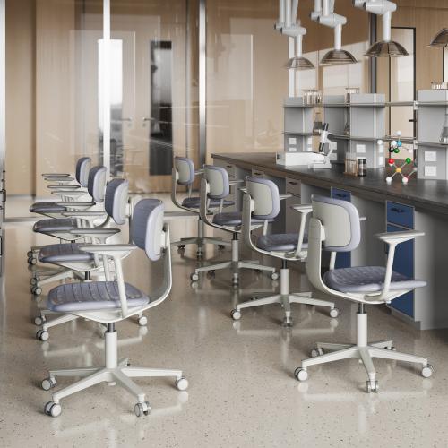 TEQLER | Laborstuhl NAPLES mit Armlehne grau (T170721)