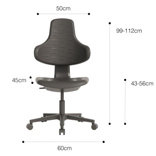 TEQLER | Laborrollhocker PALERMO schwarz (T170730)