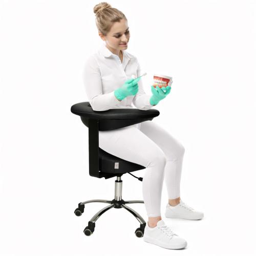 TEQLER | Multifunktions-Rollhocker mit Rückenlehne schwarz (T170743)