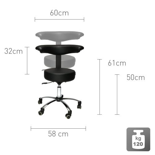 TEQLER | Multifunktions-Rollhocker mit Rückenlehne schwarz (T170743)