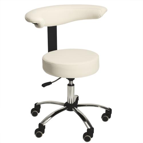 TEQLER | Multifunktions-Rollhocker mit Rückenlehne weiß (T170744)