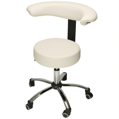 TEQLER | Multifunktions-Rollhocker mit Rückenlehne weiß (T170744)