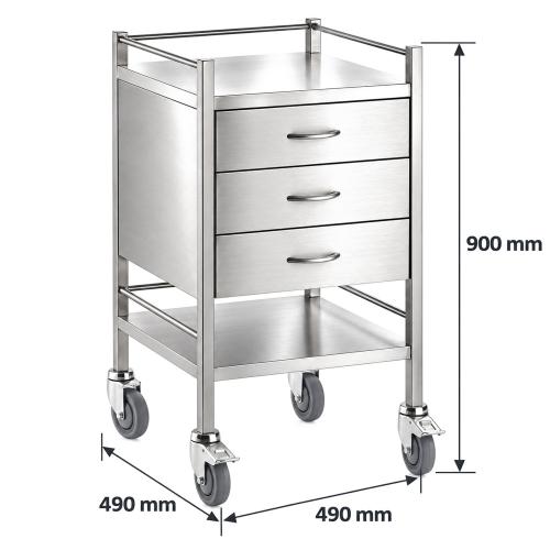 TEQLER | mobiler Edelstahl Schubladenwagen (T171808)