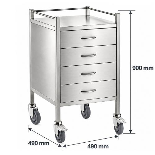 TEQLER | mobiler Edelstahl Schubladenwagen (T171809)