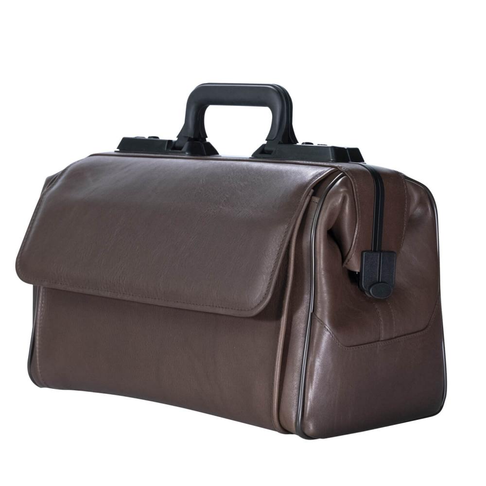 DÜRASOL | Arzttasche RUSTICANA Cross 2 Vortaschen Feinrindleder dunkelbraun (8041)