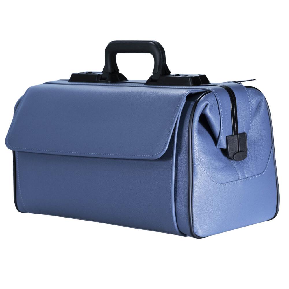 DÜRASOL | Arzttasche RUSTICANA Modern 2 Vortaschen Feinrindleder blaugrau (7014)
