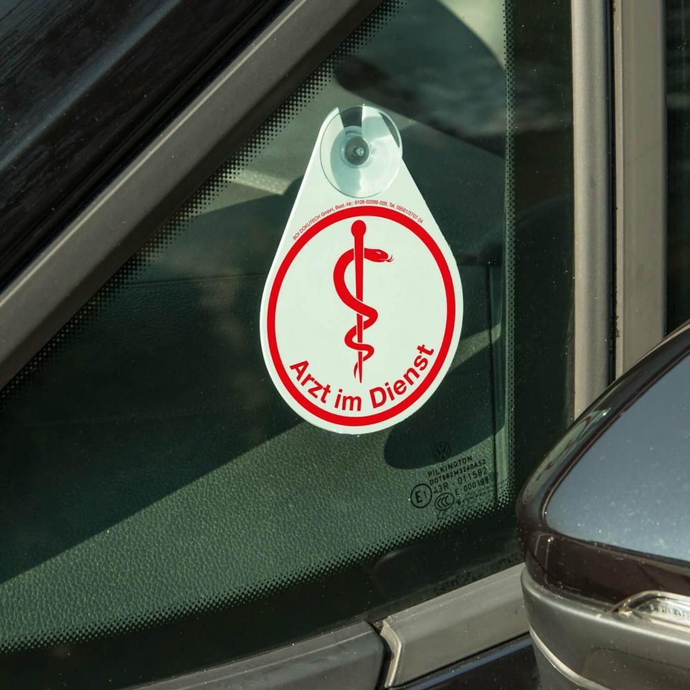 Innenschild mit 1 Saugnapf Arzt im Dienst