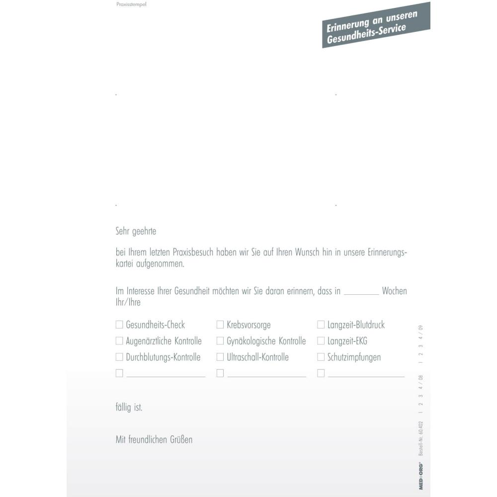 MED+ORG | Erinnerung Gesundheitsservice (Recall)