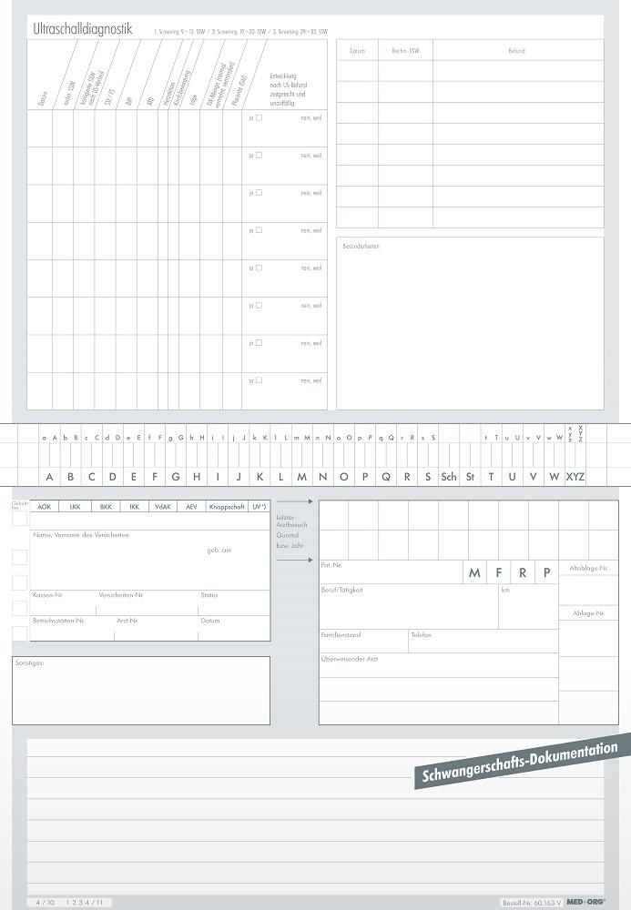 MED+ORG Karteikarte Schwangerschaftsdokumentation