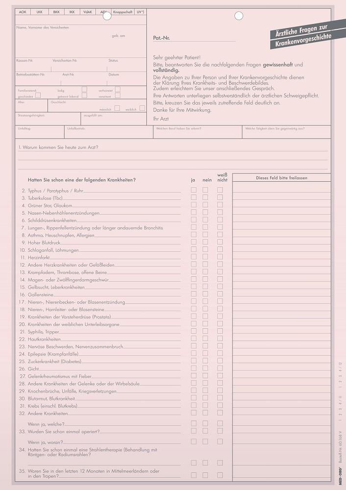 MED+ORG ärztlicher Fragebogen