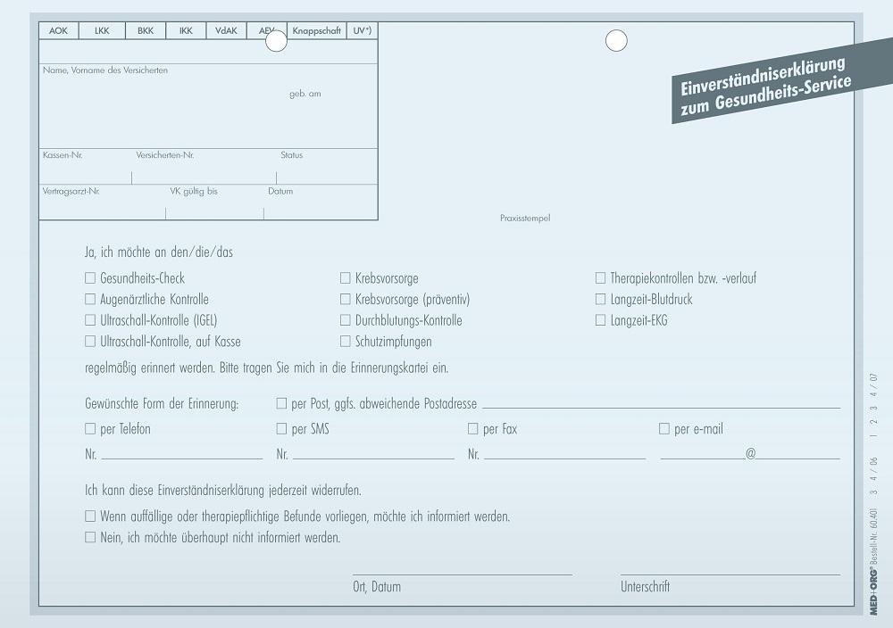 MED+ORG | Einverständniserklärung (Recall)