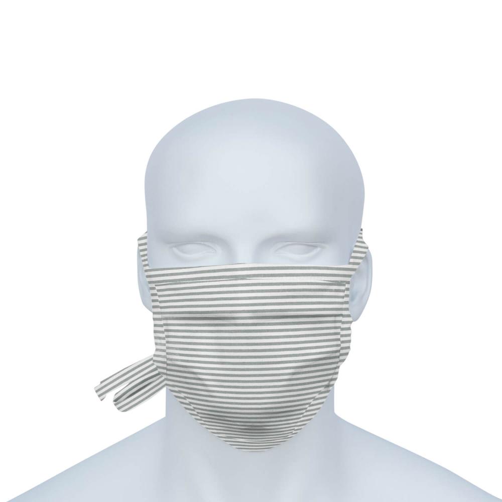 Mund-Nasen-Maske (MNS) hellgrau-weiss