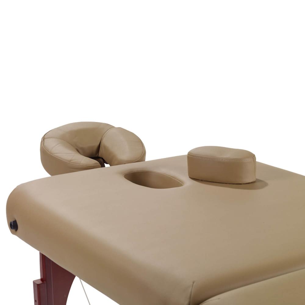 TEQLER Interior Massageliege Buchenholz dunkel Kunstlederbezug khaki
