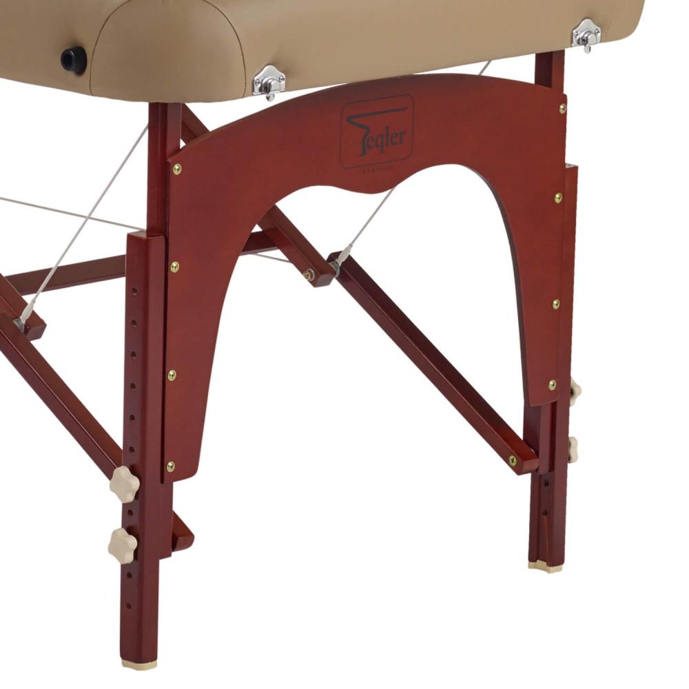 TEQLER Interior Massageliege Buchenholz dunkel Kunstlederbezug khaki
