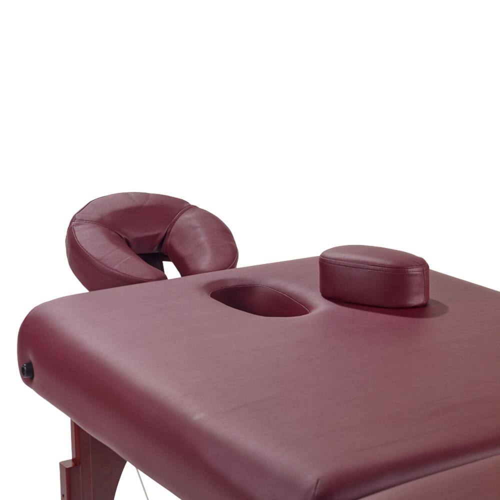 TEQLER Interior Massageliege Buchenholz dunkel Kunstlederbezug weinrot