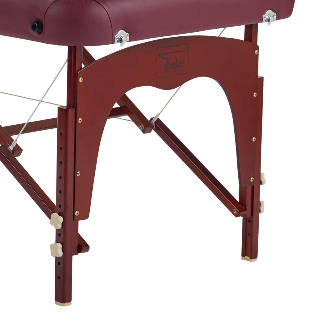 TEQLER Interior Massageliege Buchenholz dunkel Kunstlederbezug weinrot