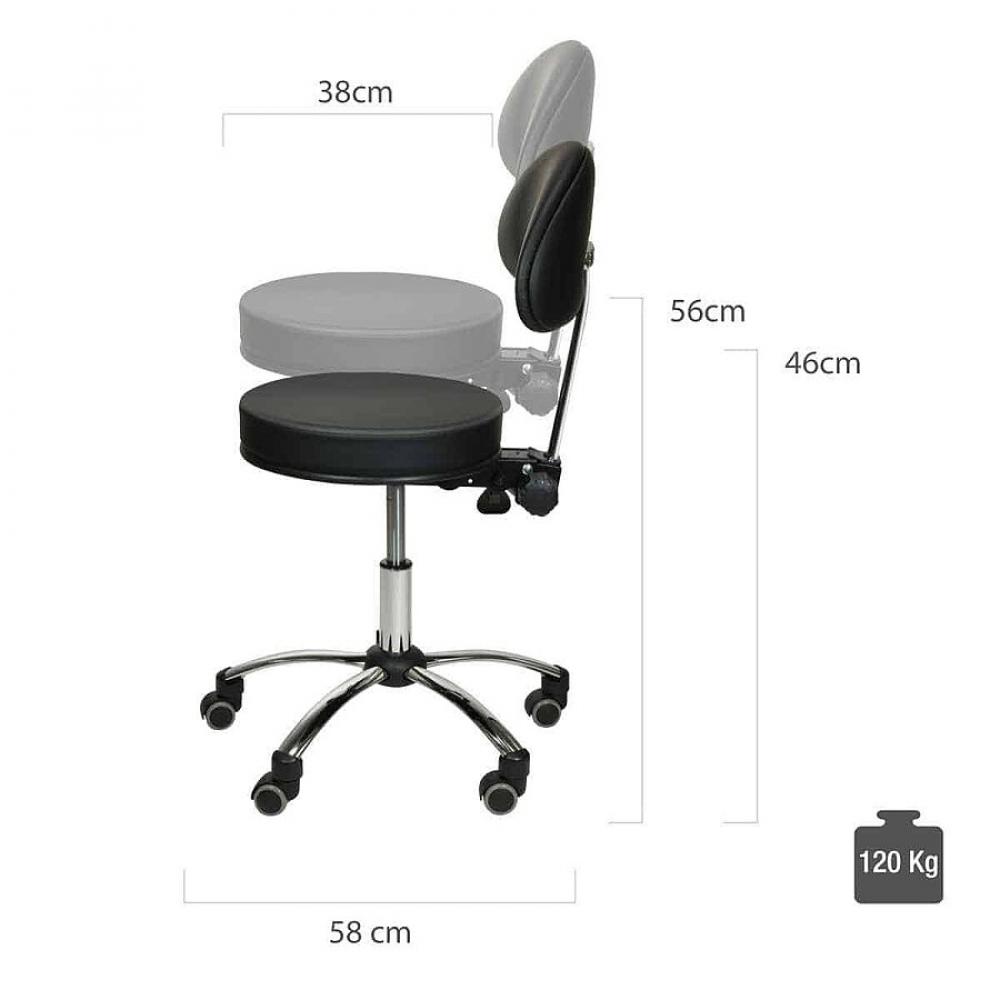 TEQLER | Rollhocker mit Rückenlehne grau (T145218)
