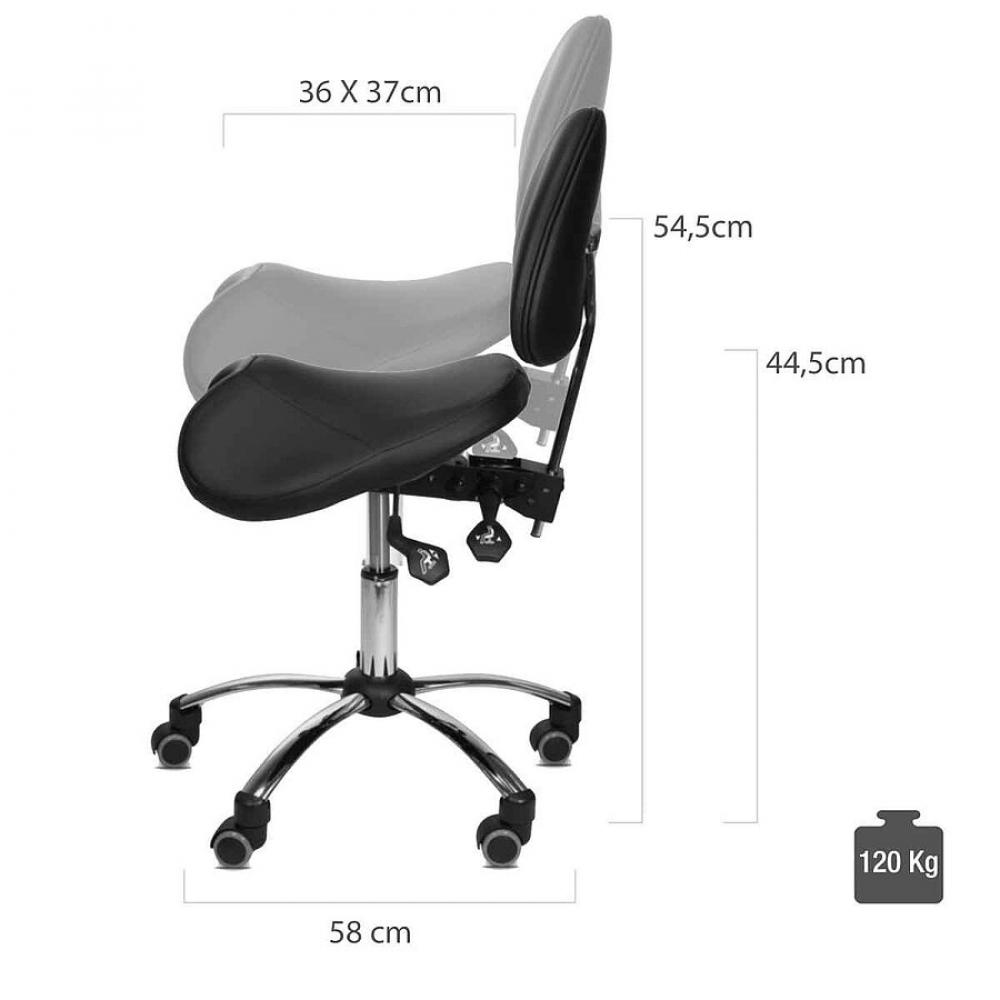 TEQLER | Sattelstuhl mit Rückenlehne schwarz (T145220)