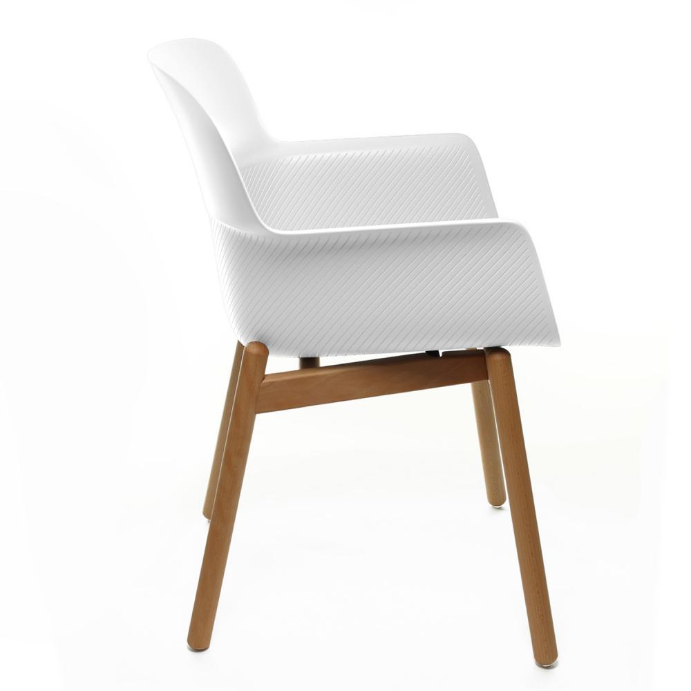 TEQLER | Besucherstuhl mit Armlehne weiß (T145816)