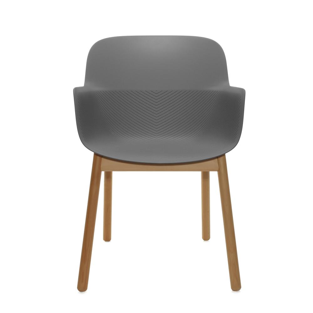 TEQLER | Besucherstuhl mit Armlehne grau (T145817)