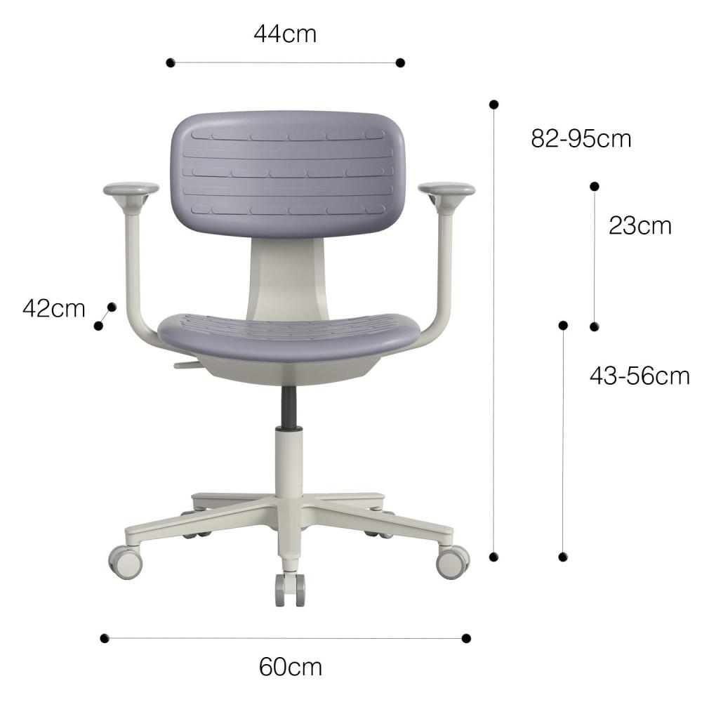 TEQLER | Laborstuhl NAPLES mit Armlehne grau (T170721)