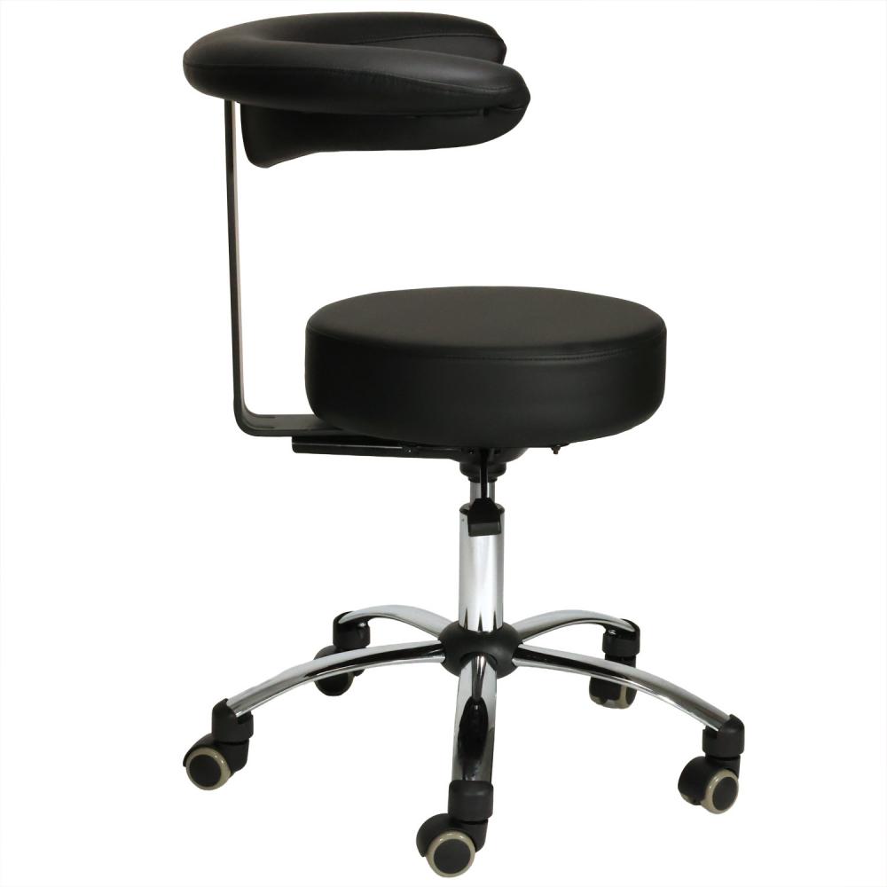 TEQLER | Multifunktions-Rollhocker mit Rückenlehne schwarz (T170743)