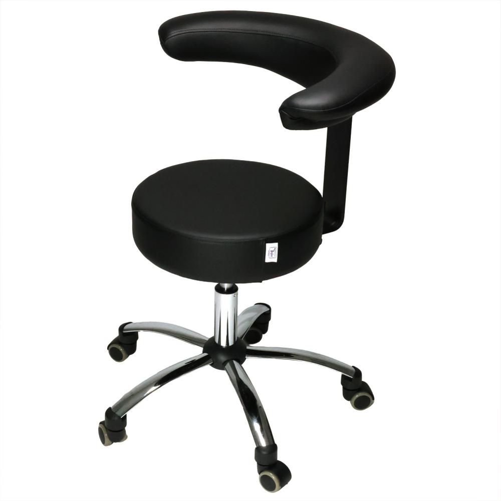 TEQLER | Multifunktions-Rollhocker mit Rückenlehne schwarz (T170743)