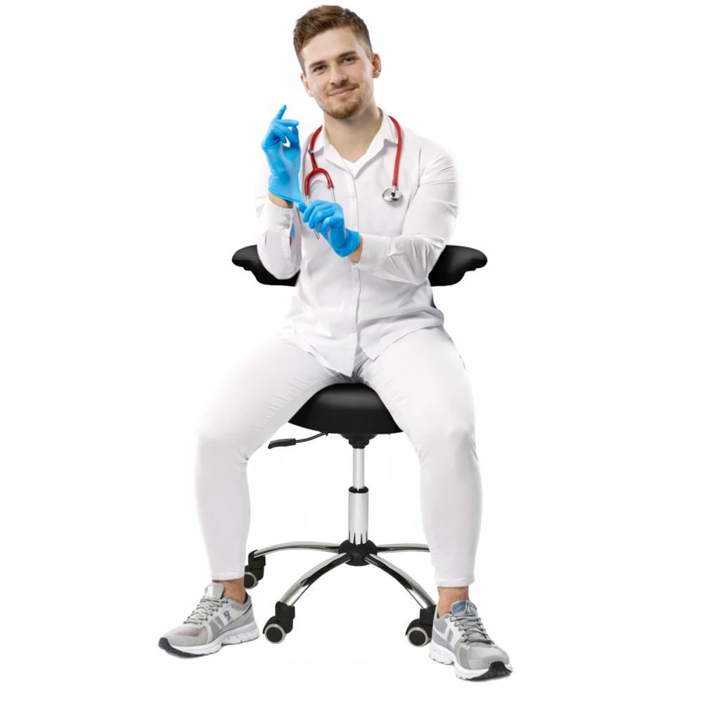 TEQLER | Multifunktions-Rollhocker mit Rückenlehne schwarz (T170743)