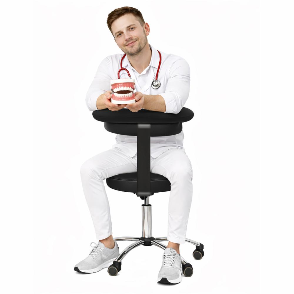 TEQLER | Multifunktions-Rollhocker mit Rückenlehne schwarz (T170743)