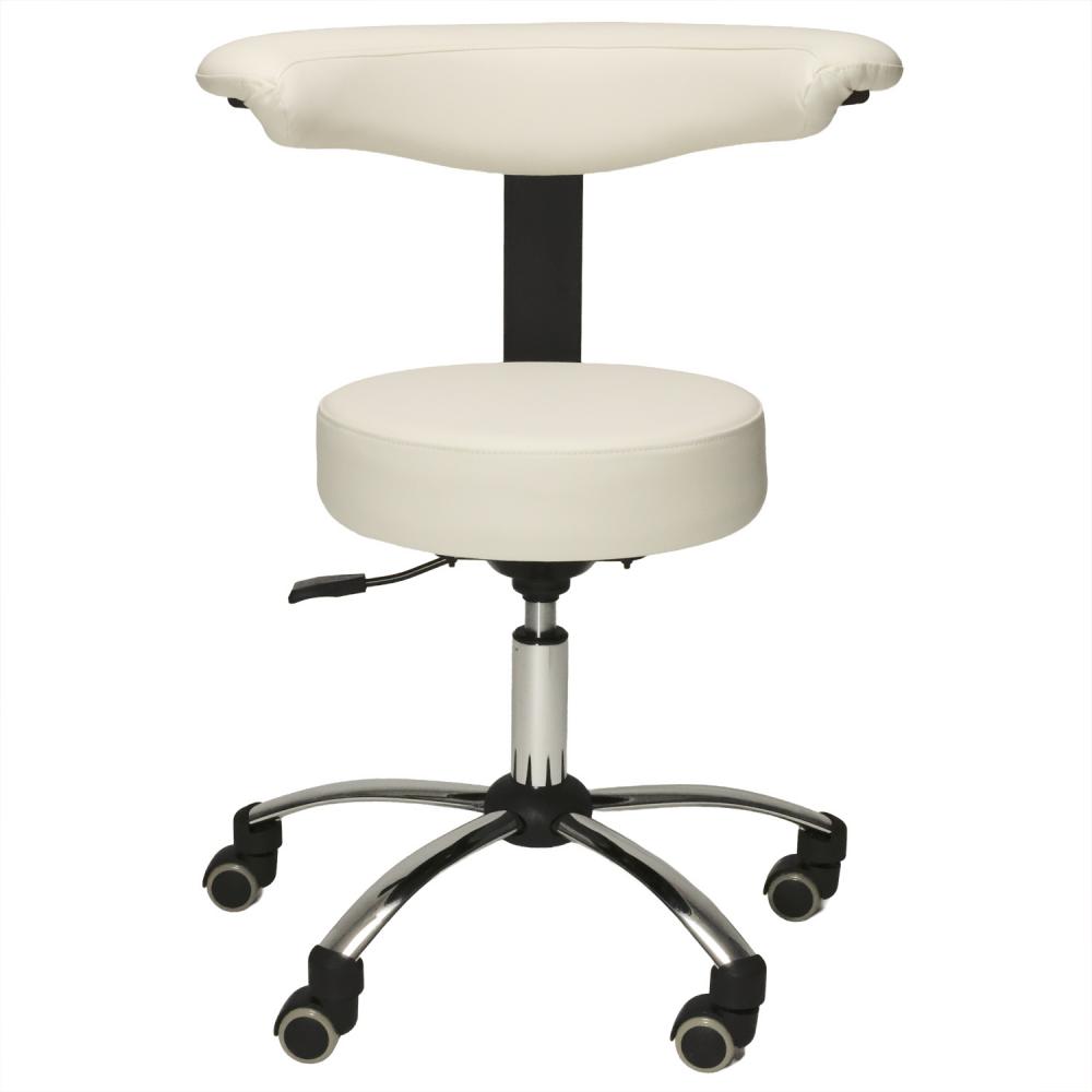 TEQLER | Multifunktions-Rollhocker mit Rückenlehne weiß (T170744)