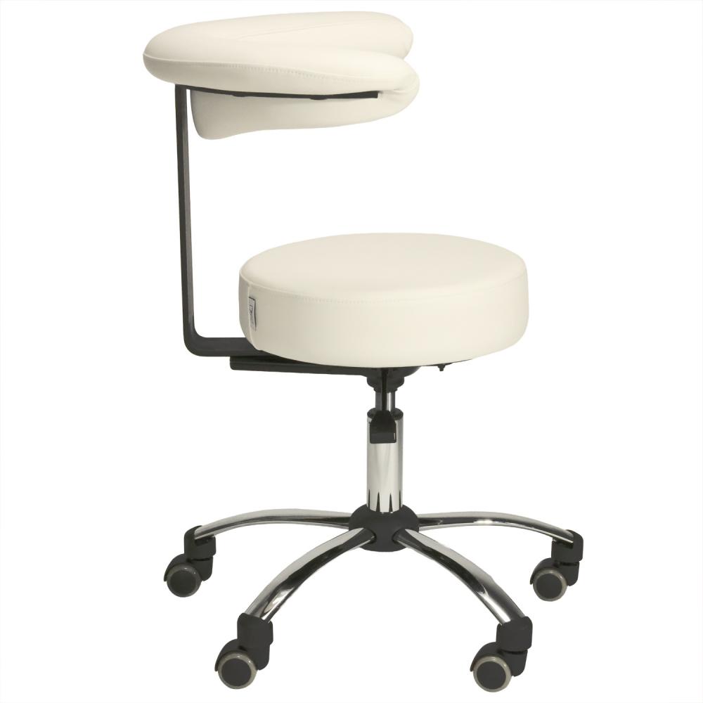 TEQLER | Multifunktions-Rollhocker mit Rückenlehne weiß (T170744)