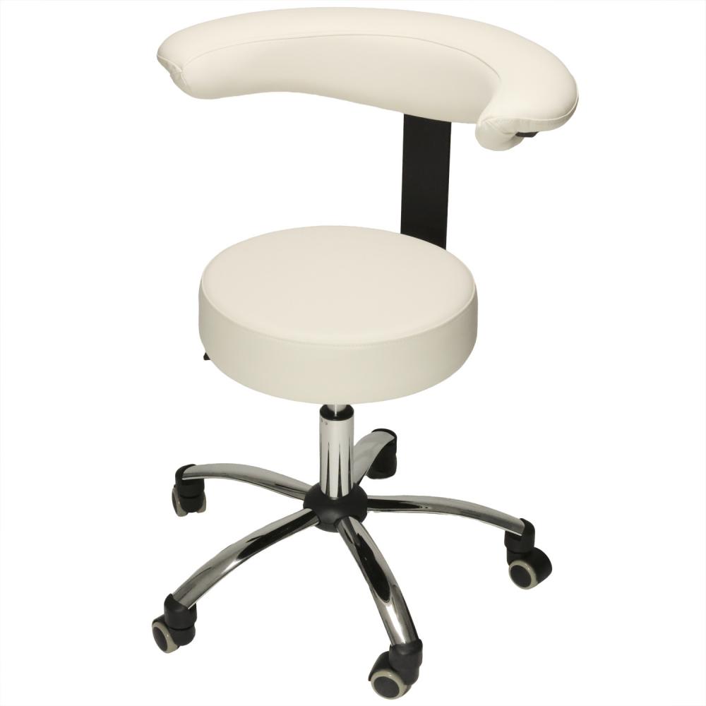 TEQLER | Multifunktions-Rollhocker mit Rückenlehne weiß (T170744)