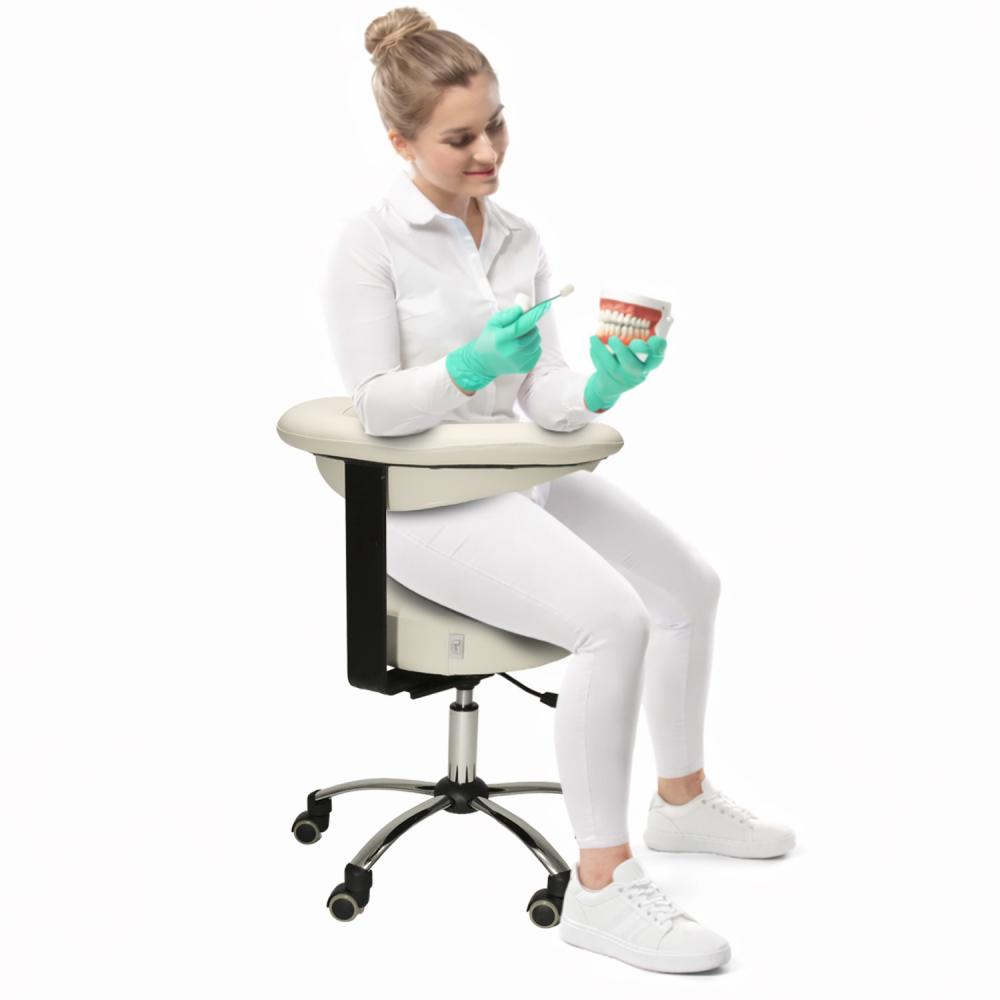 TEQLER | Multifunktions-Rollhocker mit Rückenlehne weiß (T170744)